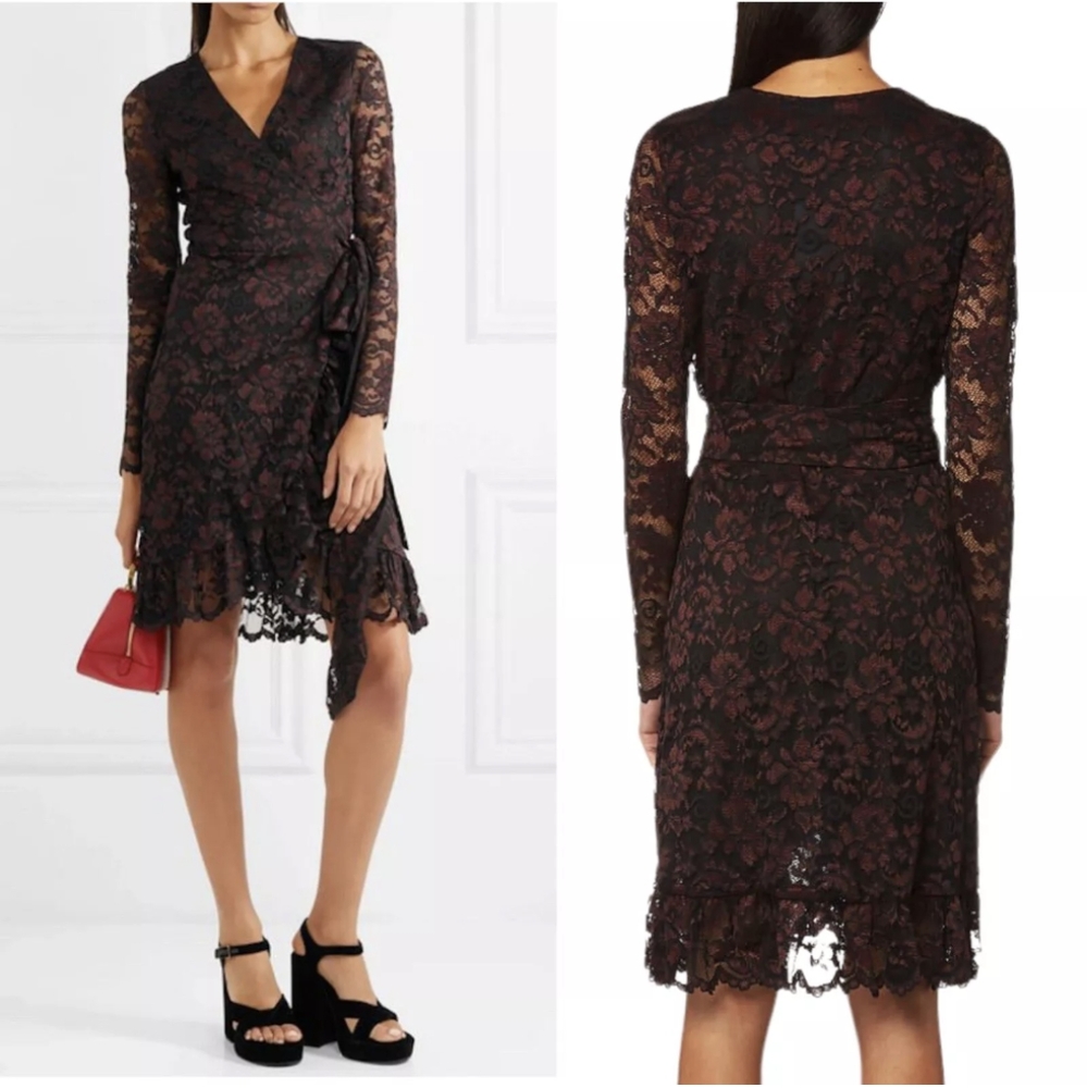 Ganni Flynn Lace Wrap Floral Dress